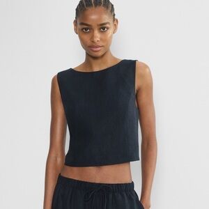 Aritzia dark navy linen Sleeveless Top